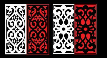 Decorative wall panels set Jali design for graphic and plywood,partition, foam, acrylic and CNC machine cutting. vector