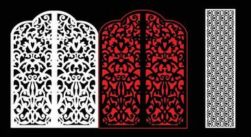 Decorative wall panels set Jali design CNC pattern, laser cutting pattern, router CNCcutting.Jali Laser cut decorative panel set with lace pattern. vector