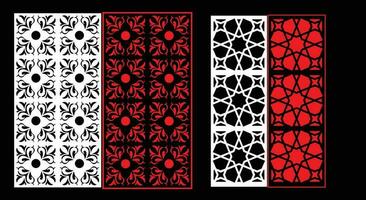 Decorative wall panels set Jali design CNC pattern, laser cutting pattern, router CNCcutting.Jali Laser cut decorative panel set with lace pattern. vector