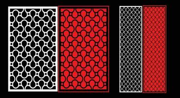 Decorative wall panels set Jali design CNC pattern, laser cutting pattern, router CNCcutting.Jali Laser cut decorative panel set with lace pattern. vector