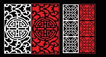 Decorative wall panels set Jali design CNC pattern, laser cutting pattern, router CNCcutting.Jali Laser cut decorative panel set with lace pattern. vector