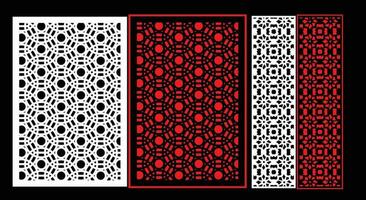 Decorative wall panels set Jali design CNC pattern, laser cutting pattern, router CNCcutting.Jali Laser cut decorative panel set with lace pattern. vector