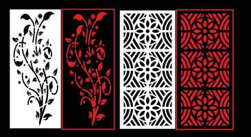 Decorative wall panels set Jali design CNC pattern, laser cutting pattern, router CNCcutting.Jali Laser cut decorative panel set with lace pattern. vector