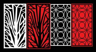 Decorative wall panels set Jali design for graphic and plywood,partition, foam, acrylic and CNC machine cutting. vector