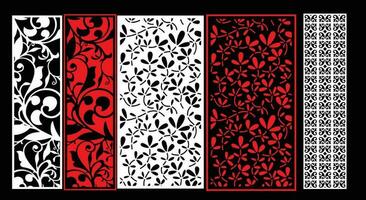 Decorative wall panels set Jali design for graphic and plywood,partition, foam, acrylic and CNC machine cutting. vector