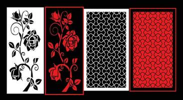 Decorative wall panels set Jali design for graphic and plywood,partition, foam, acrylic and CNC machine cutting. vector