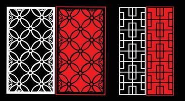 Decorative wall panels set Jali design for graphic and plywood,partition, foam, acrylic and CNC machine cutting. vector