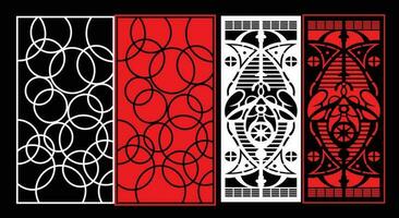 Decorative wall panels set Jali design for graphic and plywood,partition, foam, acrylic and CNC machine cutting. vector