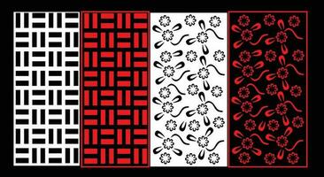 Decorative wall panels set Jali design CNC pattern, laser cutting pattern, router CNCcutting.Jali Laser cut decorative panel set with lace pattern. vector