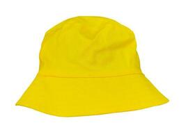 sombrero de cubo amarillo aislado sobre fondo blanco foto