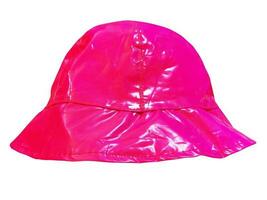 pink plastic bucket hat isolated on white background photo