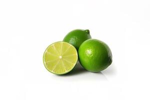 Whole and slice lime isolated on white background. photo