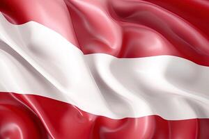 Red and white background, waving the national flag of Austria, waved a highly detailed close-up. photo