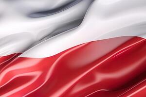 white and red background, waving the national flag of Poland, waved a highly detailed close-up. photo