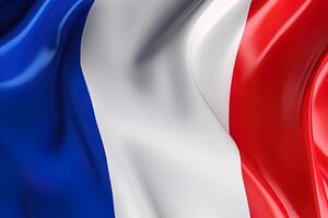 blue, white and red background, waving the national flag of France, waved a highly detailed close-up. photo
