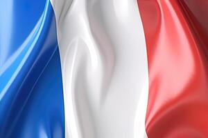 blue, white and red background, waving the national flag of France, waved a highly detailed close-up. photo