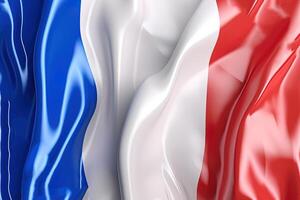 blue, white and red background, waving the national flag of France, waved a highly detailed close-up. photo