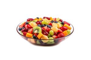 Fruit berry salad on a plate isolated on a white background. photo