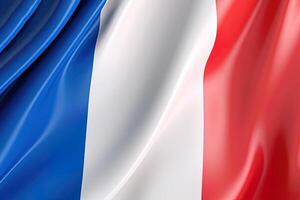 blue, white and red background, waving the national flag of France, waved a highly detailed close-up. photo