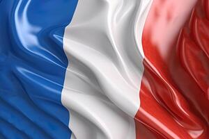 blue, white and red background, waving the national flag of France, waved a highly detailed close-up. AI Generated photo