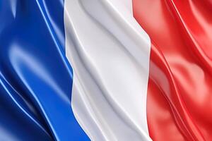 blue, white and red background, waving the national flag of France, waved a highly detailed close-up. photo