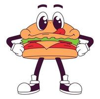 Groovy Burger Cartoon Character vector