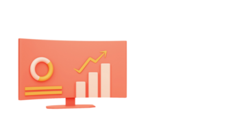 3D Render of Infographic Diagram Chart In Desktop Screen And Copy Space. png