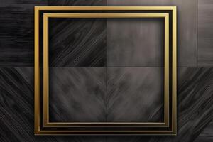 a golden frame on wooden texture. photo