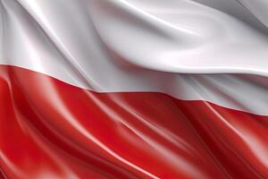 white and red background, waving the national flag of Poland, waved a highly detailed close-up. photo