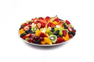 Fruit berry salad on a plate isolated on a white background. photo