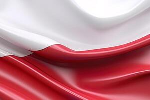 white and red background, waving the national flag of Poland, waved a highly detailed close-up. photo