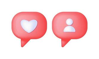 3d render speech bubble heart on pink background. Social media like icon concept. Comment and Follower. photo