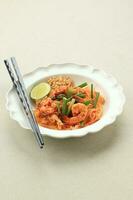 Pad Thai, StirFried Rice Noodles with Shrimp and Lime. photo