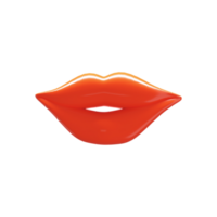 3d glänzend Lippen Element im dunkel Orange Farbe. png