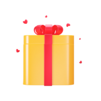 Red And Golden Gift Box Against Hearts Flying Icon. png