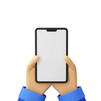 3d render do humano mão rolagem inteligente telefone. em branco tela para seu produtos propaganda ou aplicativo apresentação. png