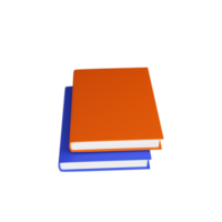 blauw en oranje illustratie van boeken 3d geven icoon. png