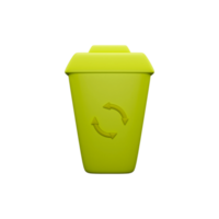 3d rendre de recyclage jetable tasse élément dans vert couleur. png
