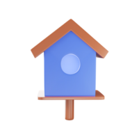 3D Render of Birdhouse Element In Blue And Brown Color. png