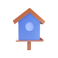 3d rendere di birdhouse elemento nel blu e Marrone colore. png