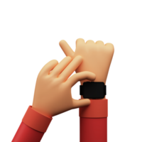 3D Render of Human Hand, Setting Up Smart Wrist Watch. Blank Screen for your Product Advertisement or App Presentation. png