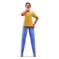 3d illustration de Jeune homme en pensant dans permanent pose. png