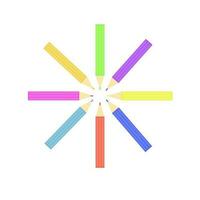Rainbow colored pencils vector collection isolated on white background