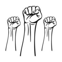 Clenched fists raised in protest vector image