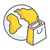 Editable design icon of global shopping Web vector