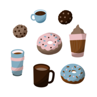 Cute Coffee Cookies and Donuts Collection png