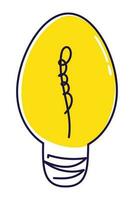 Light bulb doodle hand drawn icon vector illustration