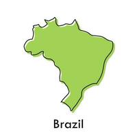 Brasil mapa - sencillo mano dibujado estilizado concepto con bosquejo negro línea contorno contorno. país frontera silueta dibujo vector ilustración