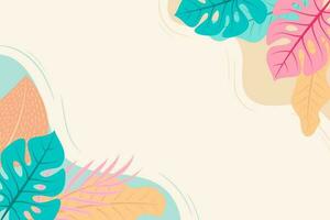 Summer background vector design with tropical leaves