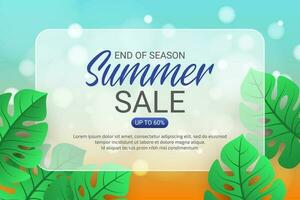 Summer sale template background with tropical plants vector